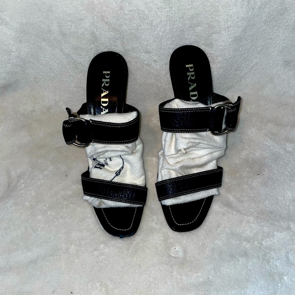 Authentic Prada stiletto sandals used like new!!